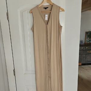 Banana Republic Sleeveless Tan Button-Down Dress